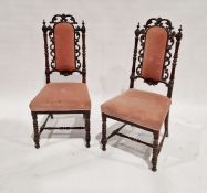 Pair of lady's Victorian rosewood room/salon chairs, the pad backs within scrolled, carved and