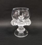 Lalique 'Bagheera' crystal footed vase, clear base with frosted paws holding a clear crystal bowl/