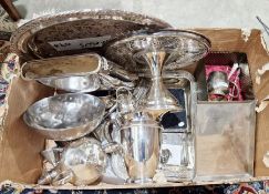 Quantity of assorted flatware to include a comport, ice jug, table lighter marked 'Ronson Queen