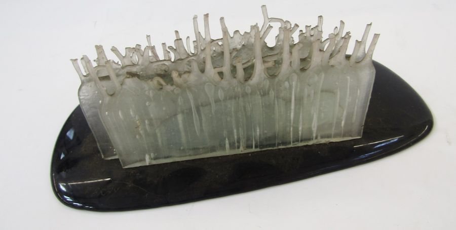 Charles Bray (1922-2012), a glass stalagmite formed sculpture, circa 1980-90, on a black opaque - Image 2 of 4