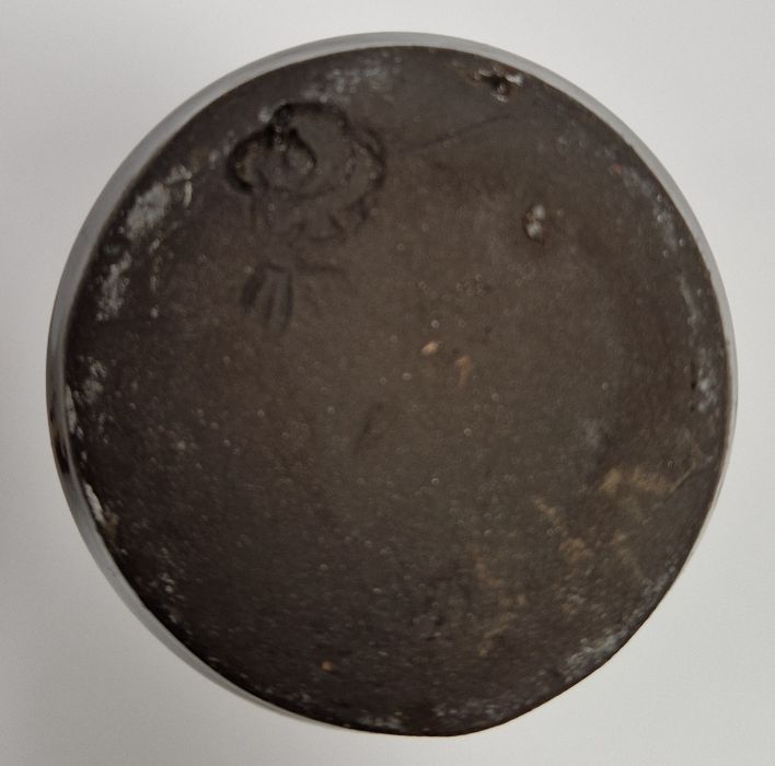 Stephen Parry-Thomas studio pottery jug with mottled red and green glaze on cream ground, - Image 3 of 4