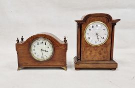 Two early 20th century mantel clocks the first with French made balance wheel escapement in arched