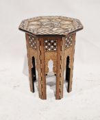 Anglo Indian-style side table of octagonal form, inlaid throughout with parquetry, mother-of-pearl