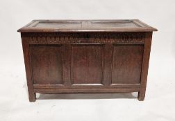 18th century oak coffer of rectangular form, 70cm high x 114cm wide x 51cm deep