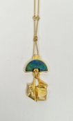 Lapponia, Finland by Bjorn Weckstrom (b.1935) 14K gold pendant and chain, the pendant in the form of