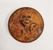 19th century French walnut 'Cranologie de Docteur Gal' snuffbox, relief decorated with skulls and