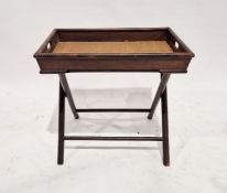 20th century stained wooden folding butlers table with separate butlers tray, of rectangular form