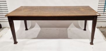 Large 19th century oak refectory table of rectangular form, 74cm high x 198cm wide x 91cm deep and