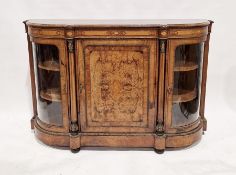 Victorian figured walnut credenza with marquetry and brass decoration throughout, the central single