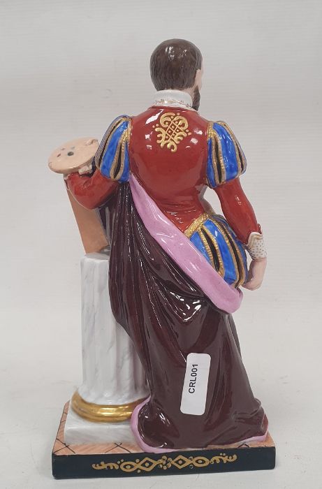 Russian 'Popov' mid-19th century figure of Paul Veronese, the artist modelled standing wearing a - Image 3 of 5