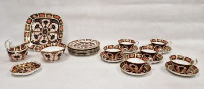 Royal Crown Derby bone china imari pattern part tea service, 20th century printed iron red marks,