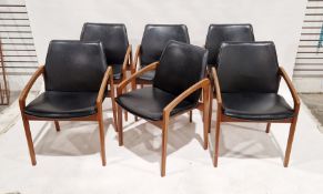 Set of six mid century Henning Kjaernulf model 23 teak dining chairs for Korup Stolefabrik, Denmark,