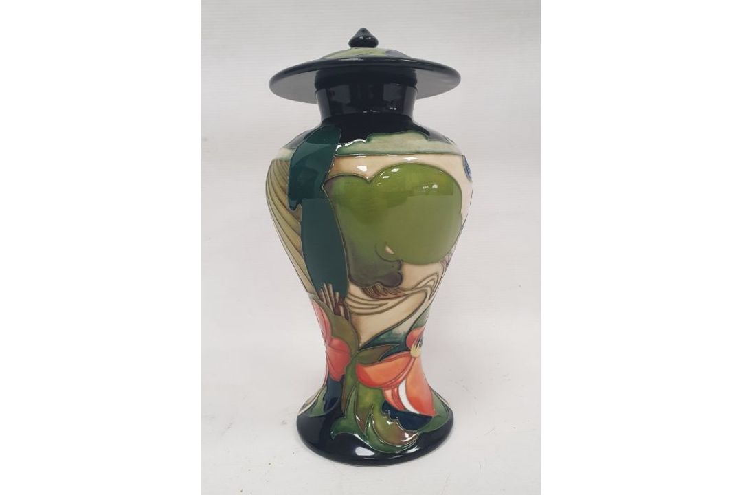 Moorcroft inverted baluster vase and cover, circa 2006, printed and painted marks, tubelined with - Image 3 of 15