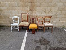 Late 19th/early 20th century mahogany low armchair, with inlaid marquetry and stringing throughout