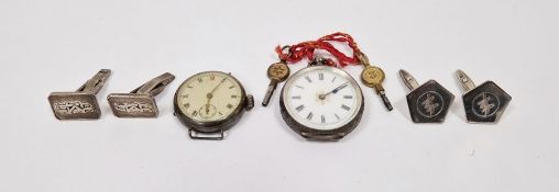 Early 20th century silver-cased wristwatch, the circular dial having Roman numerals denoting