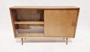 Mid century Herbert Gibb teak cabinet with glazed section, raised on tapering supports, 76cm x 122cm