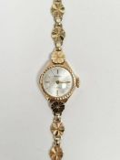 Ladies 9ct gold Accurist wristwatch, 21 jewel manual wind movement, 9ct gold case and bracelet, case