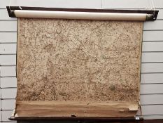 Map of parts of Warwickshire and Worcestershire on sprung blind-type mount by Sifton, Praed & Co