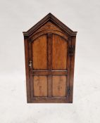 Modern oak corner cabinet in Georgian-style by Bylaw the Furniture Makers, with pointed pediment and