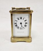 Small five glass, brass-cased carriage clock retailed by Bristol Goldsmith Alliance, 11cm