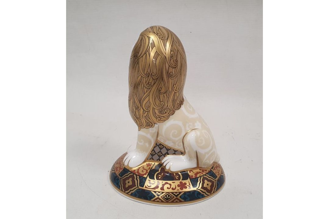 Royal Crown Derby bone china heraldic lion paperweight, designed by Louise Adams, limited edition - Image 2 of 3