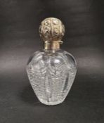 Victorian silver mounted cut glass perfume bottle, of globular form, with original glass stopper,