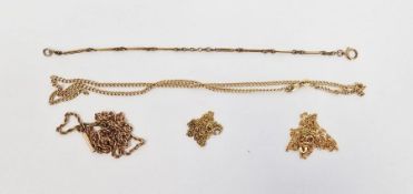 Various 9ct gold and gold-coloured metal chains and bracelets, 10.6g approx.
