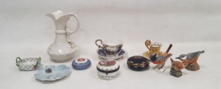 Royal Copenhagen lilypad small dish, applied with a green frog, printed green/blue wave marks,