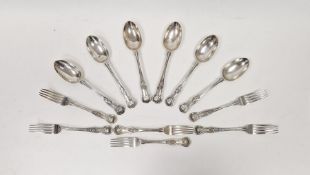 Edwardian set of silver king's pattern table forks and spoons, six of each, hallmarked London 1901/