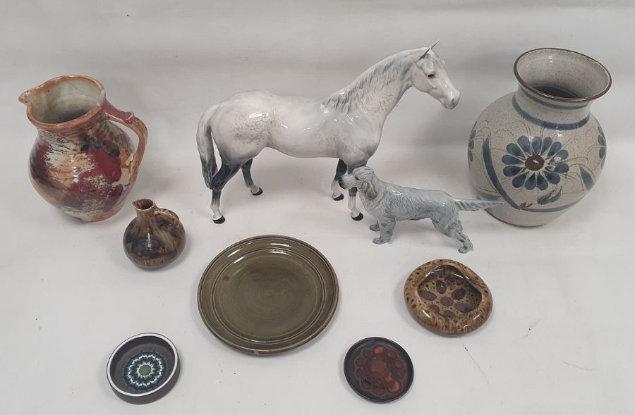 Collection of studio pottery and other items including a Beswick pottery grey setter marked Bayldons - Image 2 of 9