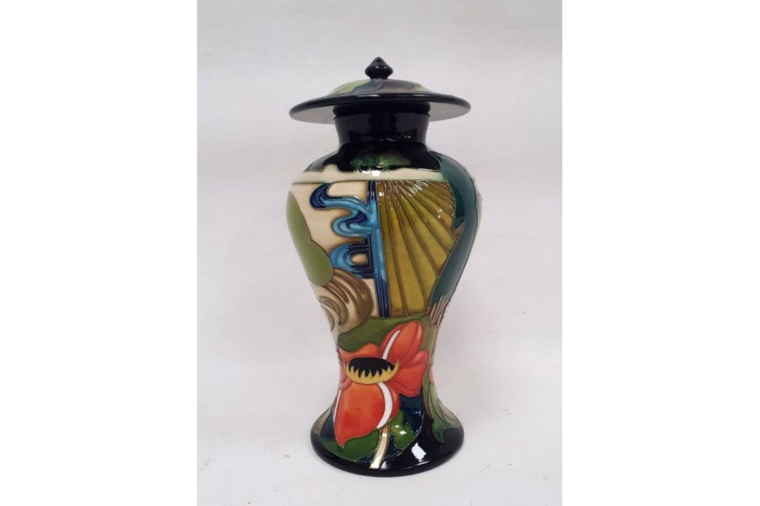 Moorcroft inverted baluster vase and cover, circa 2006, printed and painted marks, tubelined with - Image 2 of 15