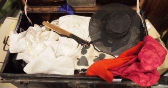 Two tin trunks and two boxes containing assorted items to include padded garments for jiu jitsu/