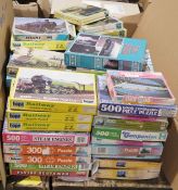 Large quantity of vintage jigsaw puzzles, mainly railway and steam engine related