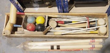 Croquet set and a set of Grey Nichols cricket stumps