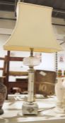 Table lamp with cut glass column
