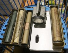 Vintage aluminium British Rail signal lamp/torch, a modern British Rail plastic whistle, five
