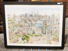 Martin Stuart Moore Limited edition print  Panoramic scene of London with the River Thames, the