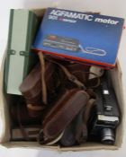 Assortment of vintage cameras, to include an Agfa Isolette, Kodak electric 8 automatic camera,