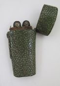 Early 19th century shagreen lancet case opening to reveal four tortoiseshell handled folding