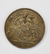 George IV (1820-30) silver crown, 1821, laureate head left, initials B.P. below and legend