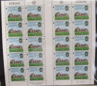 GB stamps and regions: red stock book and folder of mostly unmounted mint sets to £1 with blocks,