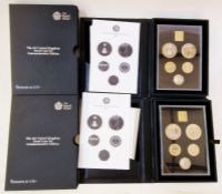 2 x 2017 proof set containing 5 coins, £5's of centenary of the lighthouse, King Canute, £2's of