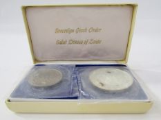 Two coin set, Greece, Ionian Islands, 11 lepta, 1966 silver still held in plastic sleeve, however