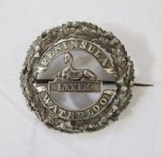 Victorian 79th Queen's Own Cameron Highlanders Officer's white metal plaid brooch.