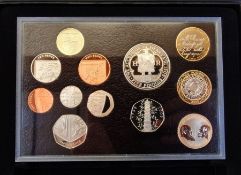 2009 UK Annual Proof Coin Set - Standard. The set contains twelve coins, from the Five Pound Crown