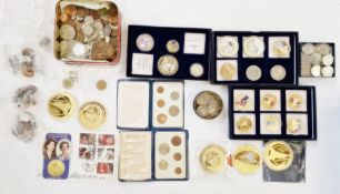 Box of mostly English coinage 19/20th C, some silver together with (3) large Concorde's final flight