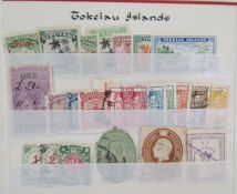 New Zealand stamps: small blue album and a red stock book of QV-KGVI definitives, commemoratives,