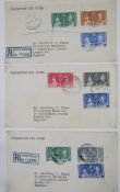 British empire stamps: box of 4 albums including red ‘New Age’ and plastic bag of mint and used