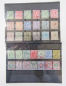 GB stamps: KEVII & KGV mint definitive sets to 1/- values on 2 stock-cards with watermark