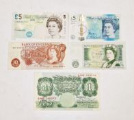 British Bank notes (5), Beale £1, Serial Number A98C 240252, very fine, no creases, 10 Shillings